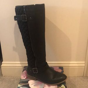 Black wide calf riding boots